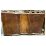 ART DECO BOW FRONT BURL ACCENT SIDEBOARD