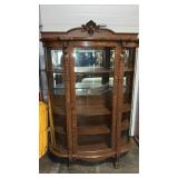 TIGER OAK CLAW FOOT ANTQ  GLASS CHINA CABINET