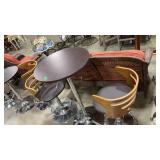 CHROME ADJ HEIGHT TABLE & 2 STOOLS