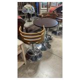 CHROME ADJ HEIGHT TABLE & 2 STOOLS
