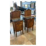2 - LOUIS XV BOMBE STYLE MARBLE TOP NIGHT TABLES