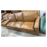 HANCOCK & MOORE 3/3 LEATHER NAILHEAD ACCENT SOFA