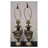 2 -FRENCH NEOCLASSIC MARBLE CASSOLETTE URN LAMPS