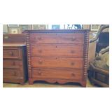 PINE VTG BOBBIN 4 DRAWER DRESSER