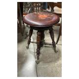 GLASS BALL & CLAW VTG ADJ PIANO STOOL