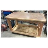 WOOD ROLLING WORKSHOP TABLE 63' X 32' X 39' H