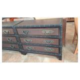 LEATHER WRAPPED 3 DRAWER METAL ACCENT CHEST