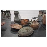 COPPER VTG PANS VASE & SCOOP