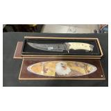 DECORATIVE CARVED FIXED BLADE KNIFE W/ CASE