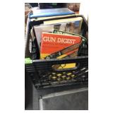 BLK CRATE W/ GUN BOOKS, HANDLOADERS DIGEST & MISC