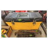 YLW & BLK POLY TOOL BOX W/ ZIP TIES, WIRE NUTS,