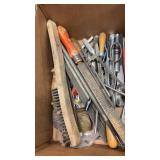 BX W/ TIN SNIPS, RASPS, FILES, WIRE BRUSHES & MISC