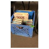 BLUE CRATE W/ 5 RELOADING MANUALS & OTHER MISC