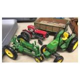 3 DIE CAST TRACTORS & HAY WAGON