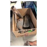 2 SPLITTING WEDGES, AXE HEAD & PEAVY HOOK