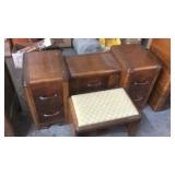 3PC WATERFALL BEDROOM SET W/ DRESSER, VANITY