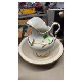ANTIQUE PITCHER & BOWL SET **PITCHER CRACKED, CHIP