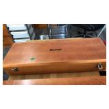 STARRETT DOVE TAILED WOOD STORAGE BOX, 33'X11'X5'
