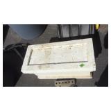 WOOD STORAGE BOX W/ MISC HARDWARE