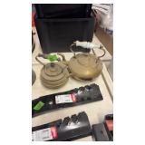 2 BRASS TEA POTS