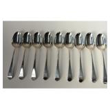 SET OF 9 STERLING FEATHER EDGE TABLE SPOONS, 1767