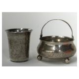 2 PCS. RUSSIAN SILVER BEARING HALLMARKS, 1889 &