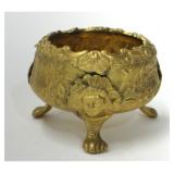 CONTINENTAL SILVER GILT OPEN DISH W/ STAG COAT OF