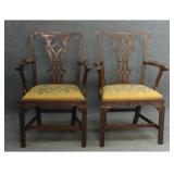 PR OF 18THC. CHINESE CHIPPENDALE ARM CHAIRS,