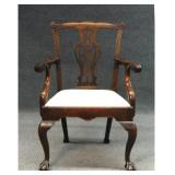 AMERICAN 18THC. CHIPPENDALE ARMCHAIR W/ BALL &