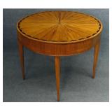SATINWOOD CARD TABLE W/ SEGMENTED TOP & INTERIOR