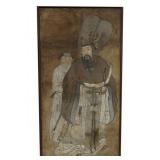 WATERCOLOR ON PAPER "SAMURAI W/ ATTENDANT"