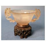 CHINESE QING CARVED AGATE LIBATION CUP, DRAGON