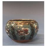 CHINESE PLIQUE A JOUR BOWL W/ FISH, GILT SILVER