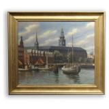 O/C HARBOR SCENE SGND F. SVENDSEN