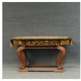 JAPANESE EDO PERIOD ALTER TABLE W/ FABRIC PANEL