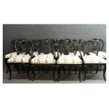 SET OF 9 EBONIZED DINING CHAIRS IN A ROCOCO STYLE