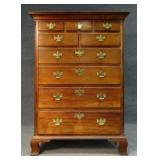 18THC. PA OR VA WALNUT TALL CHEST W/ FLUTED