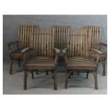 SET OF 5 TWIG FURNITURE CHAIRS, STURDY & SOUND