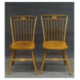 PR OF WINDSOR PLANK SEAT BIRD CAGE CHAIRS C.1830