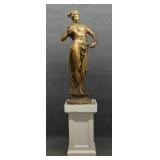 PLASTER CLASSICAL MAIDEN STATUE 49" TALL