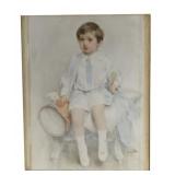 WATERCOLOR PORTRAIT OF A YOUNG MAN SGND MARY GOW