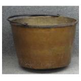 IRON BOUND BRASS BUCKET W/ HAND WROUGHT BALE