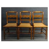 3 ALBANY TIGER MAPLE CHAIRS BY BUSSEY