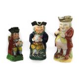 3 EARLY TOBY JUGS, SOME PAINT LOSS, TALLEST 10 1/2