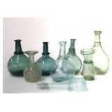8 EARLY BLOWN GLASS BOTTLES, PERSIAN OR ITALIAN