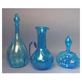 3 PCS. VINTAGE BLENKO GLASS, TALLEST 22 1/2"