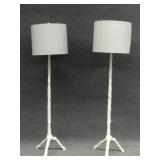 PR OF COMPOSITION FAUX BOIS FLOOR LAMPS 60" TALL