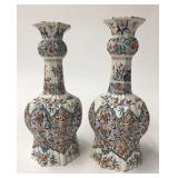 PR OF 17THC. POLYCHROME DELFT BULB NECK JARS