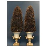 PR OF OLD PARIS PORCELAIN URNS W/ TREE INSERTS