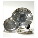 8 - 6" STERLING B & B PLATES & 9 1/2" STERL CAKE